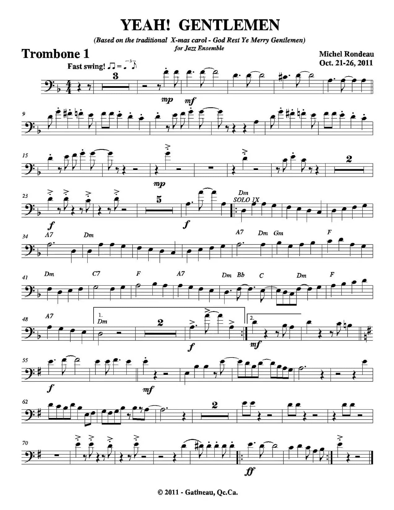 YEAH! GENTLEMEN（第一长号分谱）