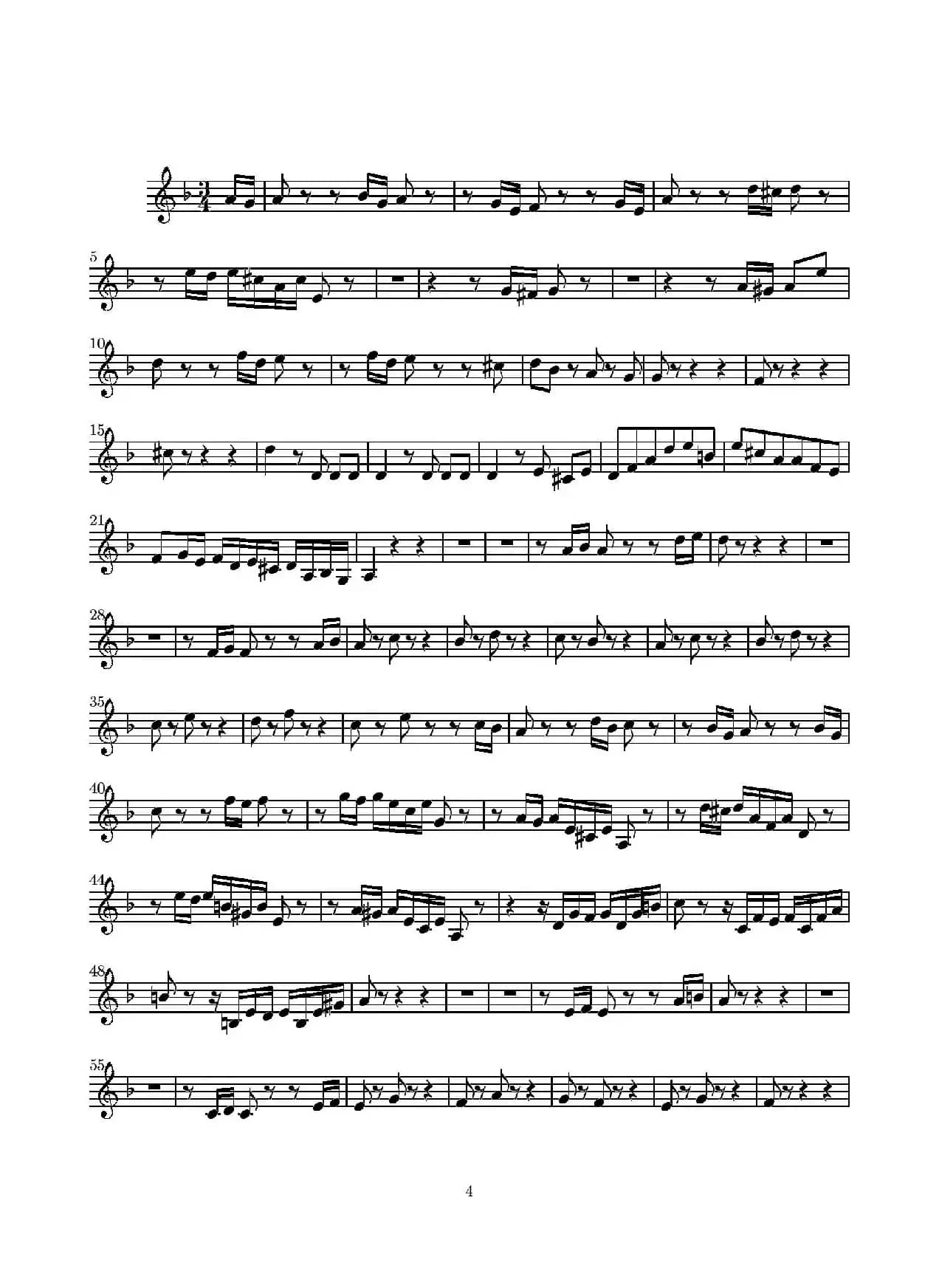 D小调无伴奏协奏曲（第二小提琴分谱）