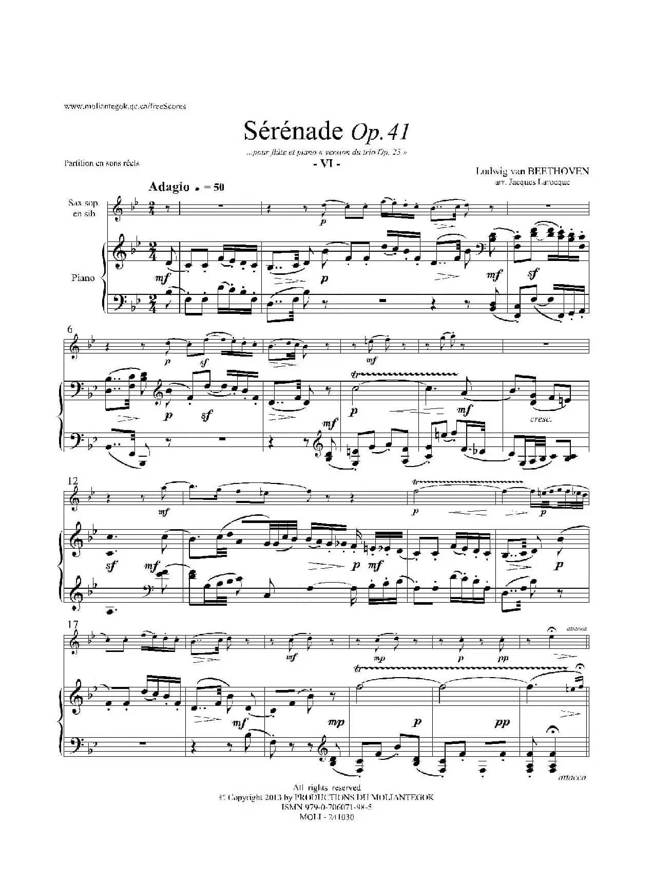 小夜曲 Op.41（高音萨克斯+钢琴伴奏）