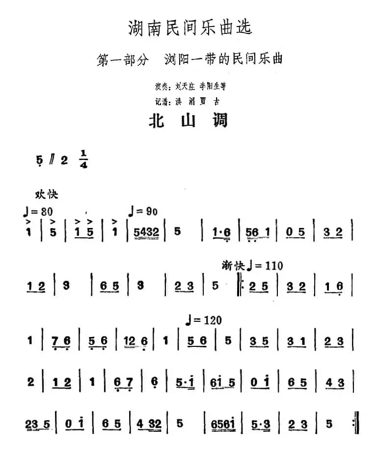 湖南民间乐曲选：北山调