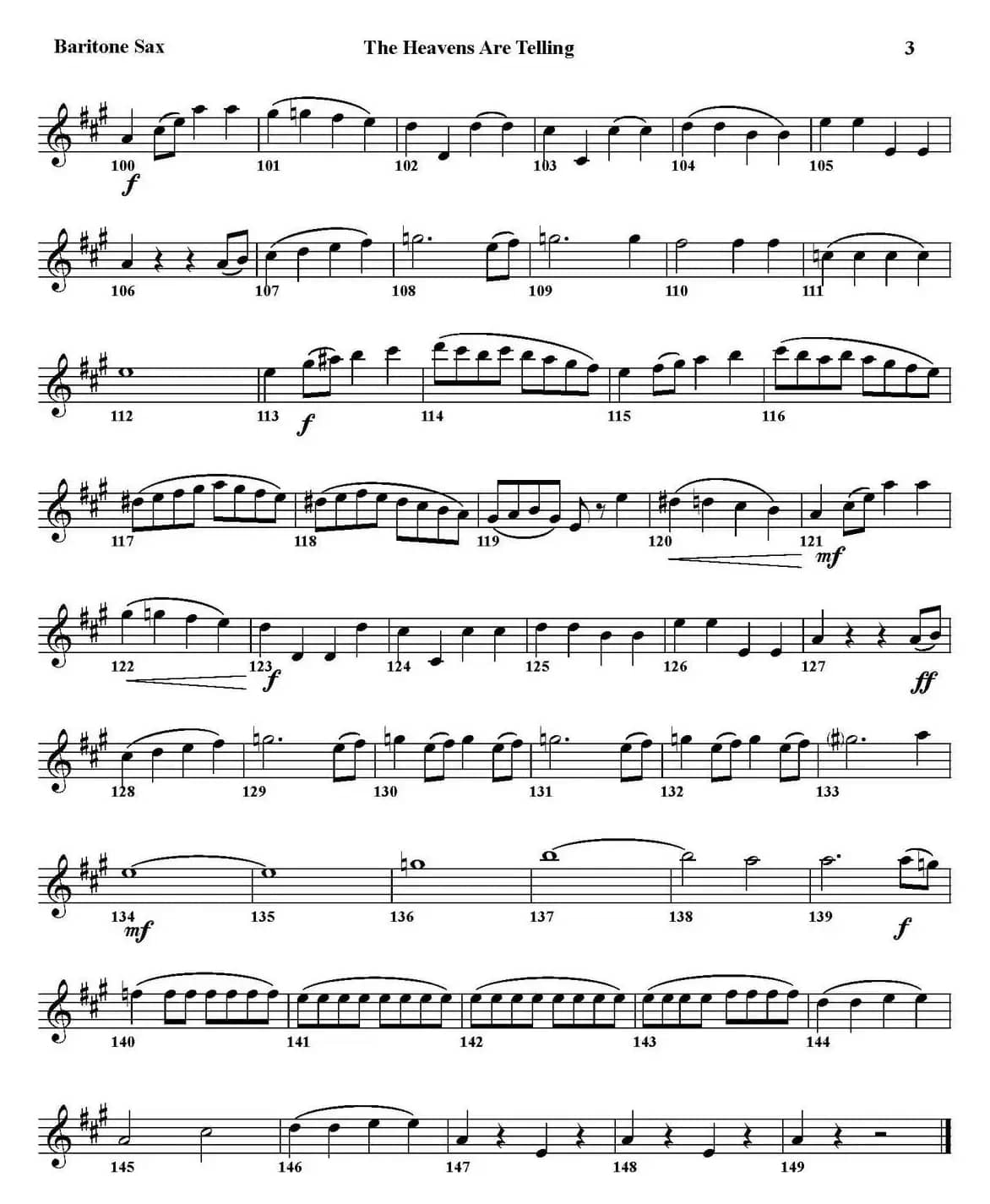 THE HEAVENS ARE TELLING（四重奏·上低音萨克斯分谱）
