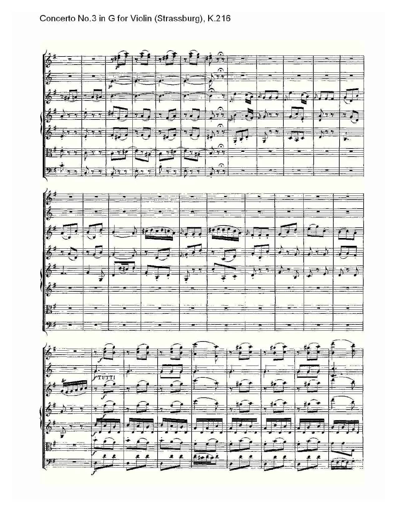 Concerto No.3 in G for Violin K.216（G调小提琴第三协奏曲, K）