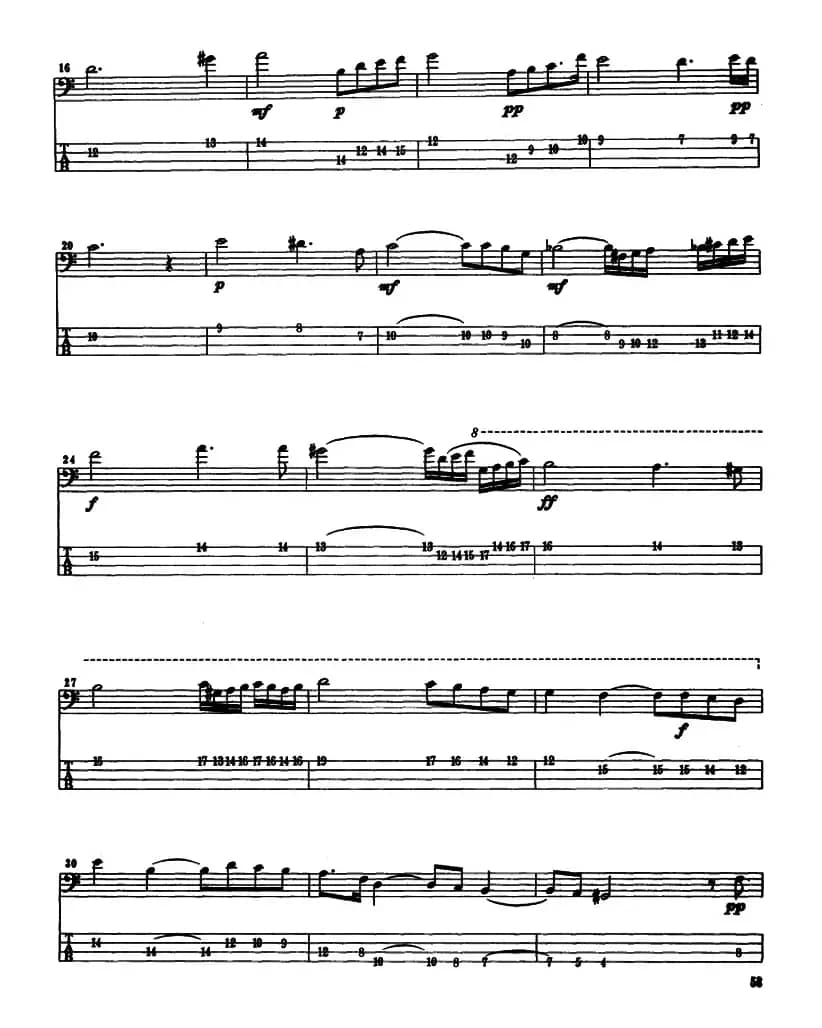 电贝司专业等级第六级（二、必弹曲目：独奏曲）