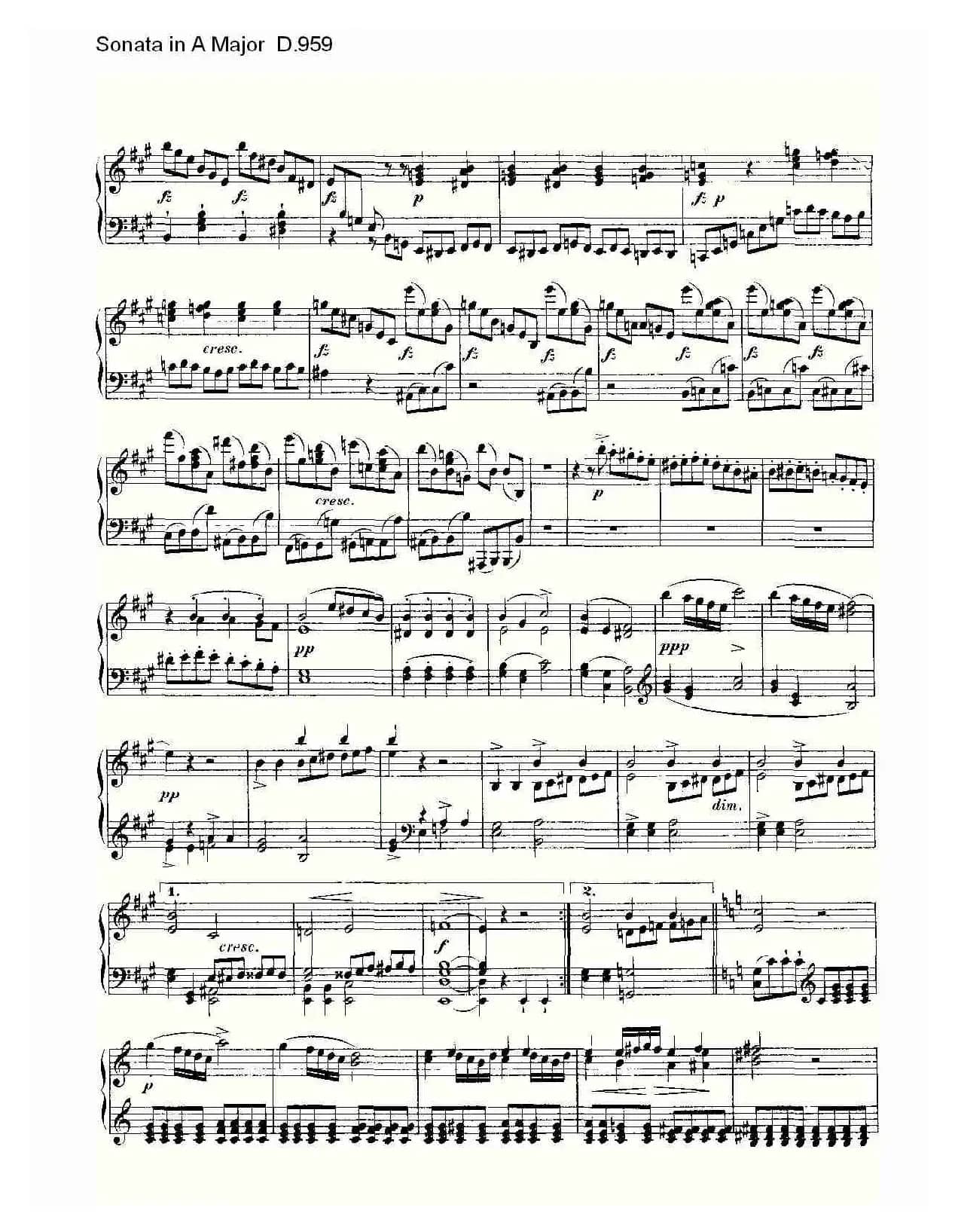 Sonata in A Major D.959（A大调奏鸣曲 D.959）