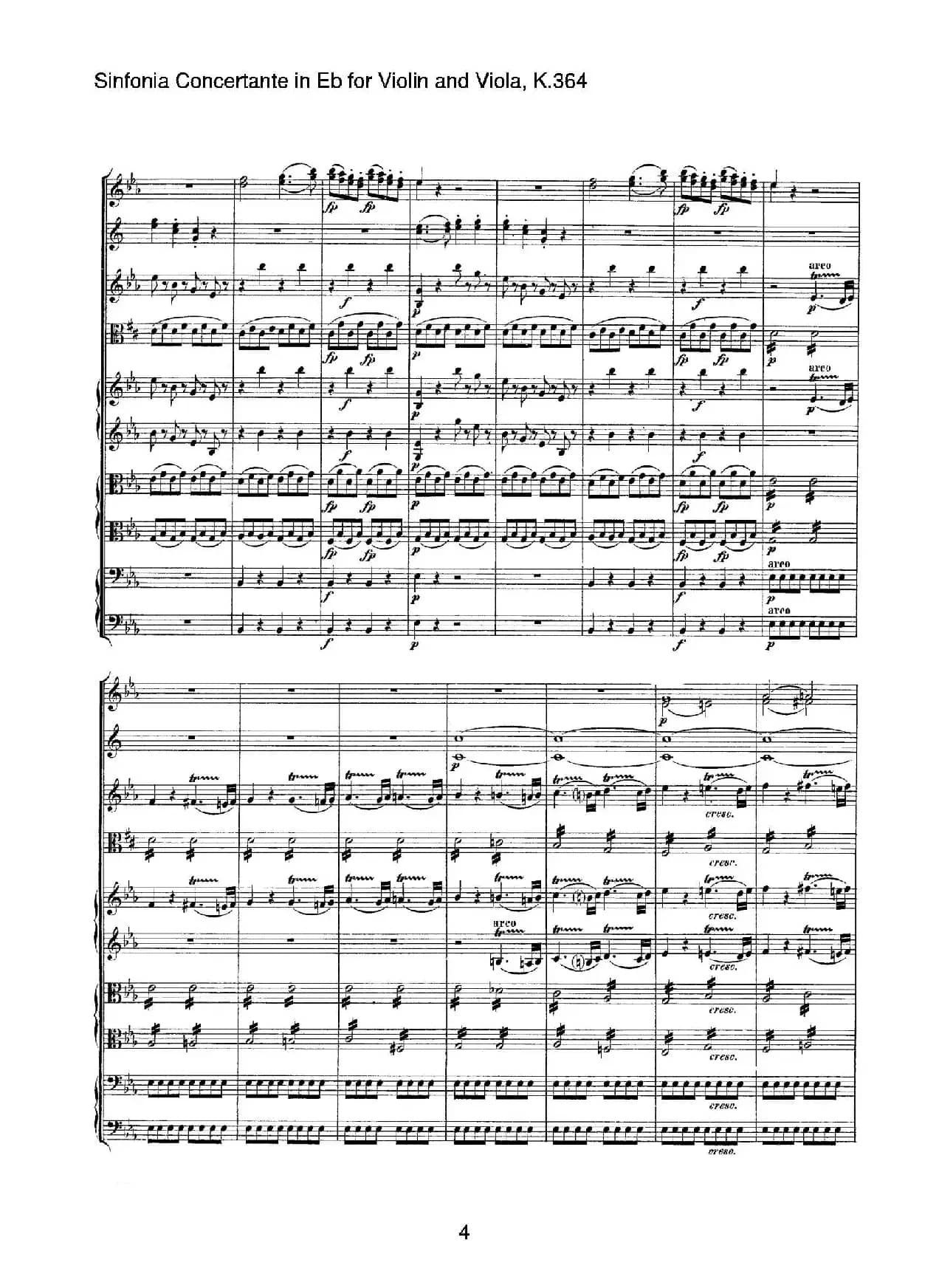 降E大调交响协奏曲（《Sinfonia Concertante in Eb》for Violin and Viola K.364）