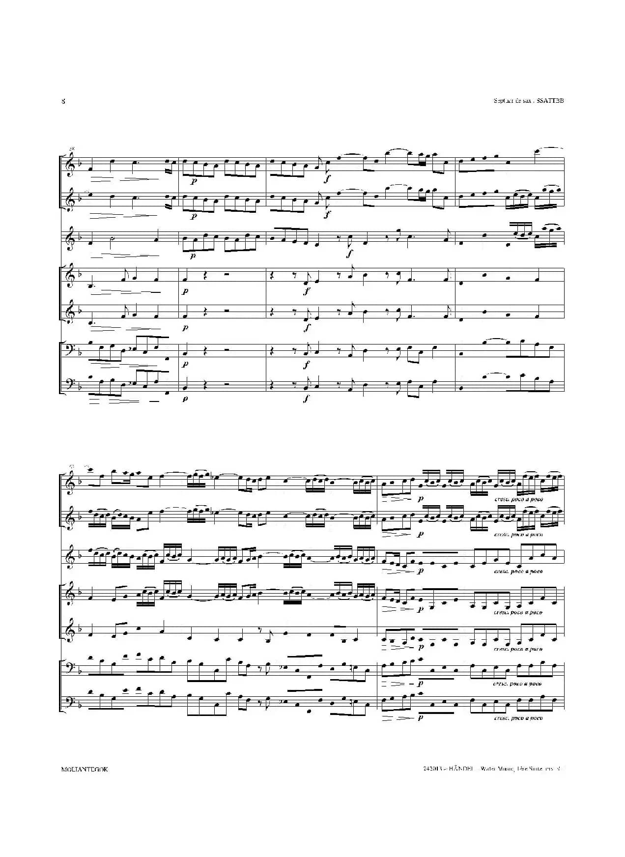 Water Music（HWV.348 No.1）（萨克斯合奏总谱）