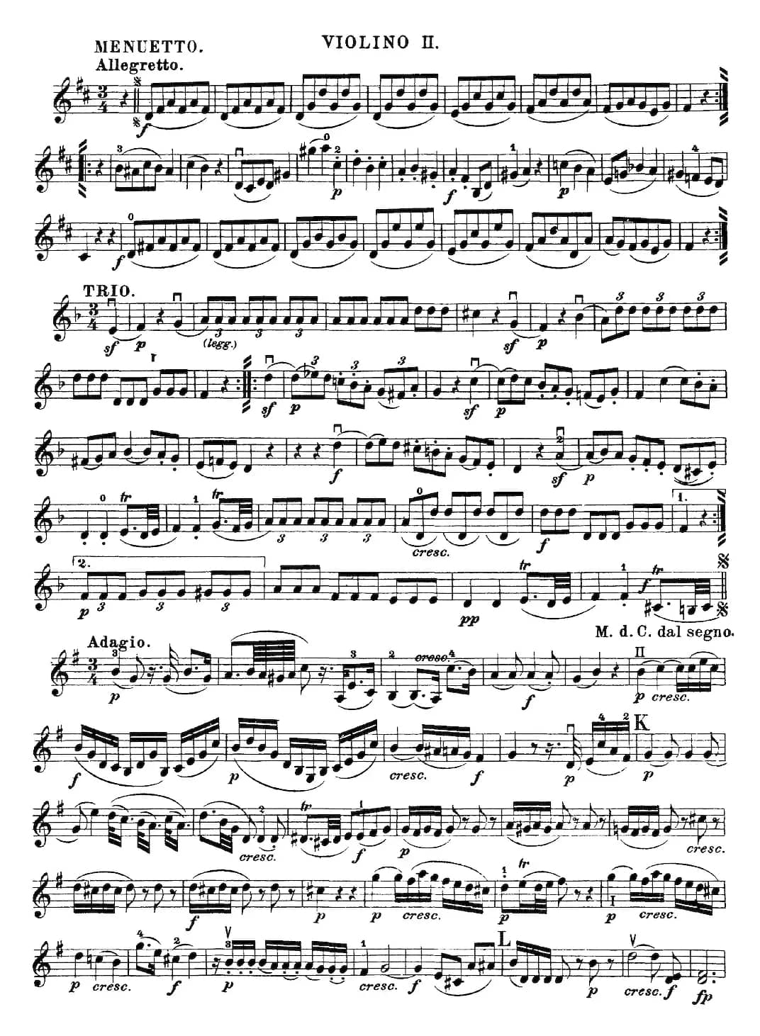 Mozart《Quartet No.20 in D Major,K.499》（Violin 2分谱）