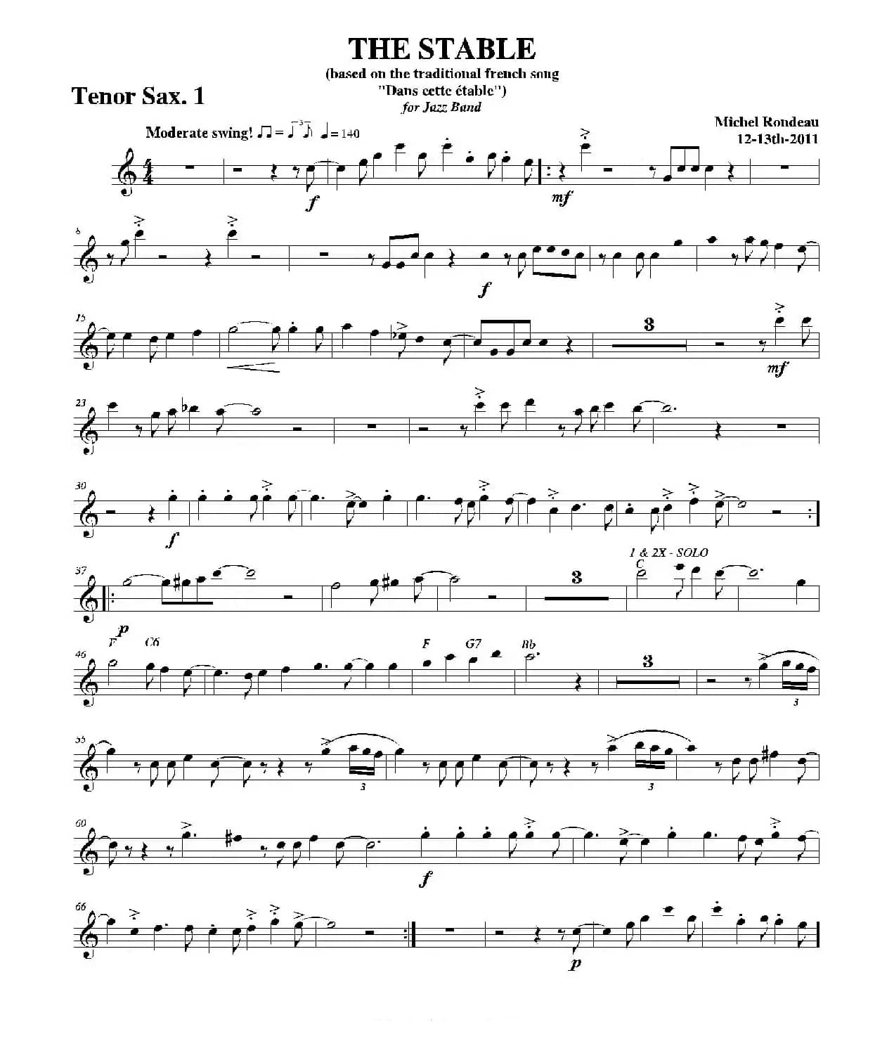 THE STABLE（第一次中音萨克斯分谱）