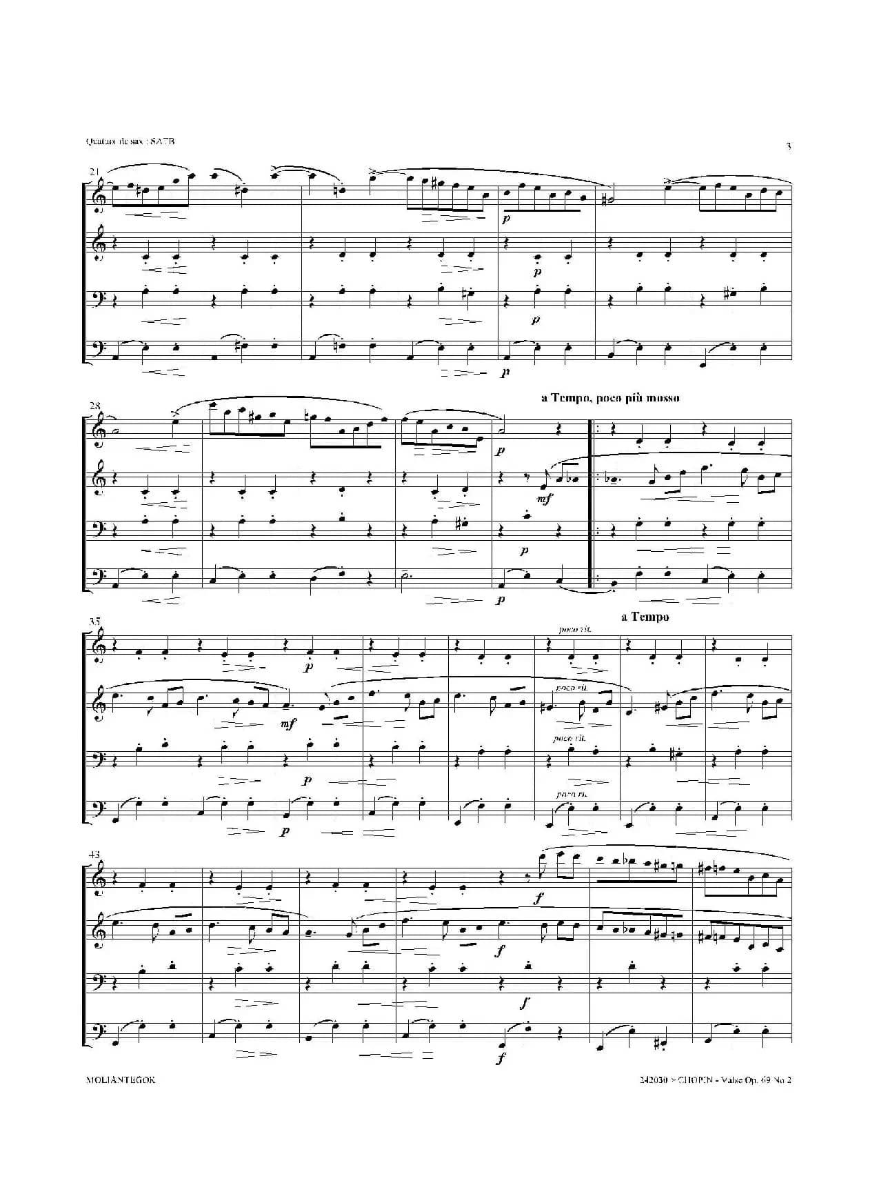 b小调圆舞曲 Op.69 No.2 （四重奏总谱）