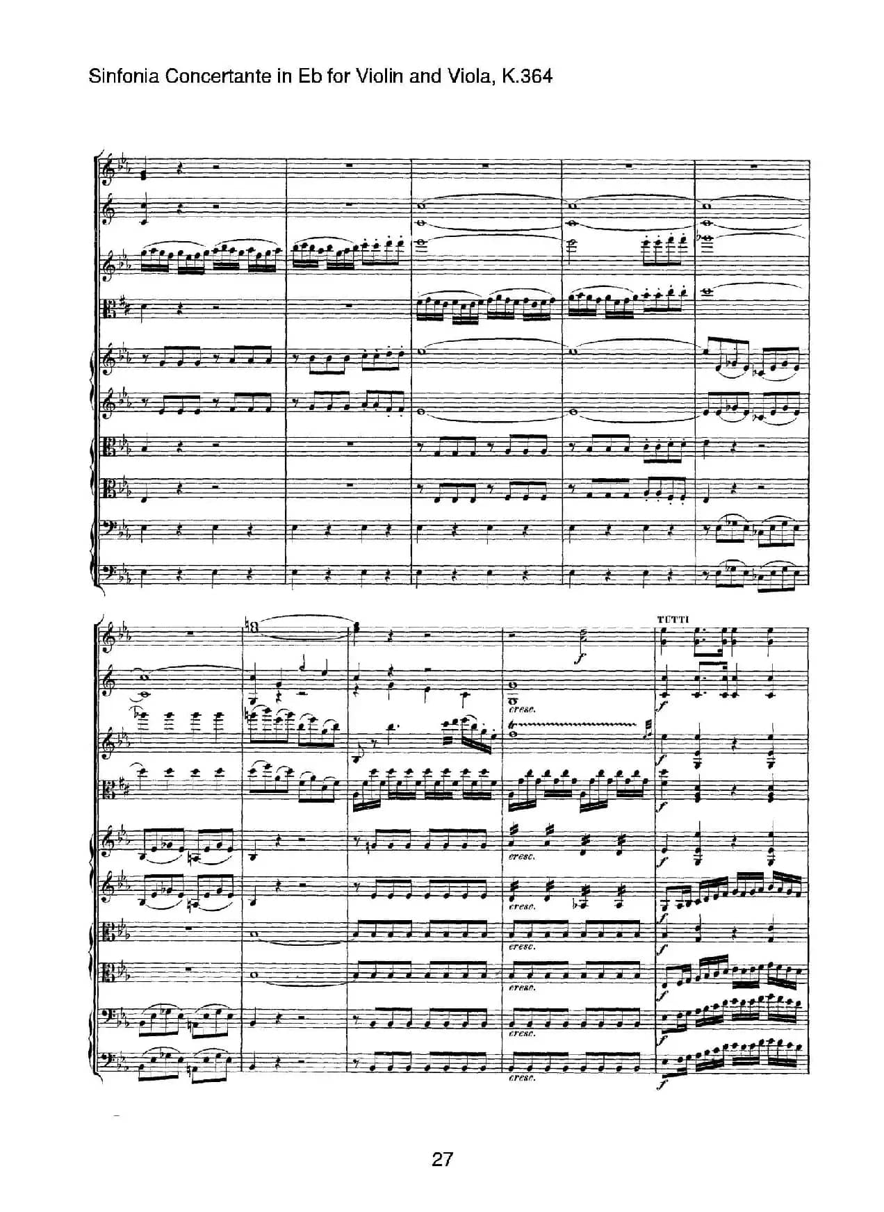 降E大调交响协奏曲（《Sinfonia Concertante in Eb》for Violin and Viola K.364）