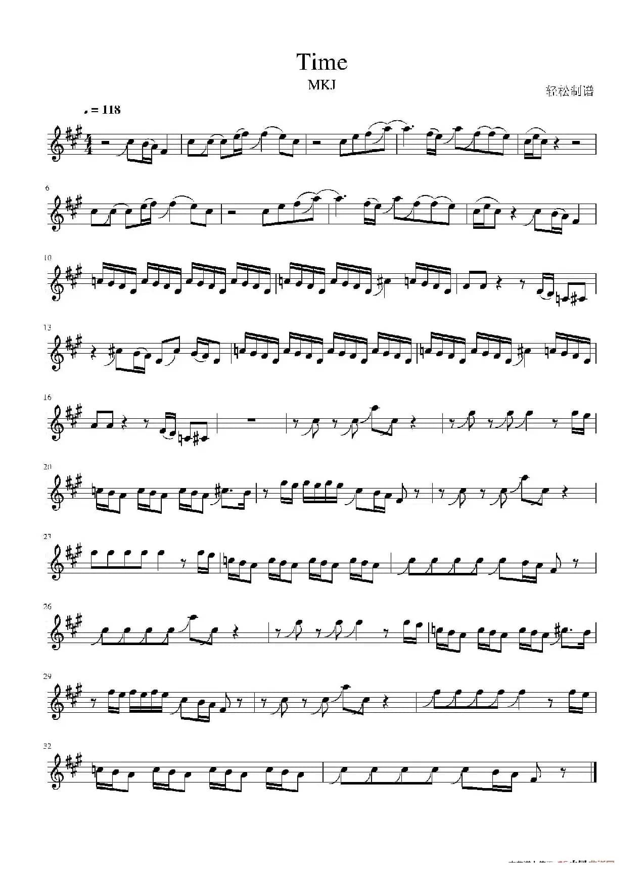 ​Time（降B调原谱）