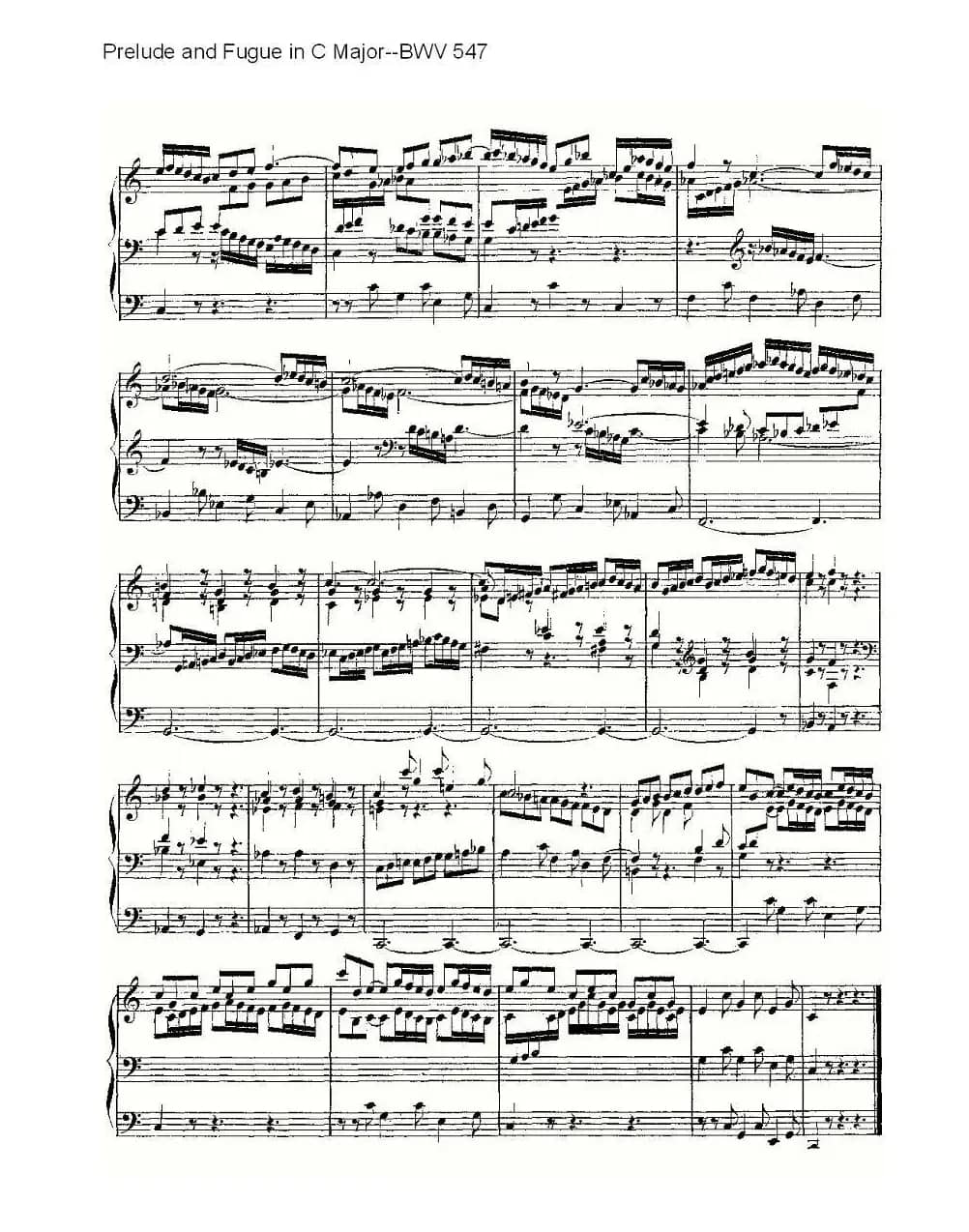 Prelude and Fugue in C Major--BWV 547 (管风琴谱)