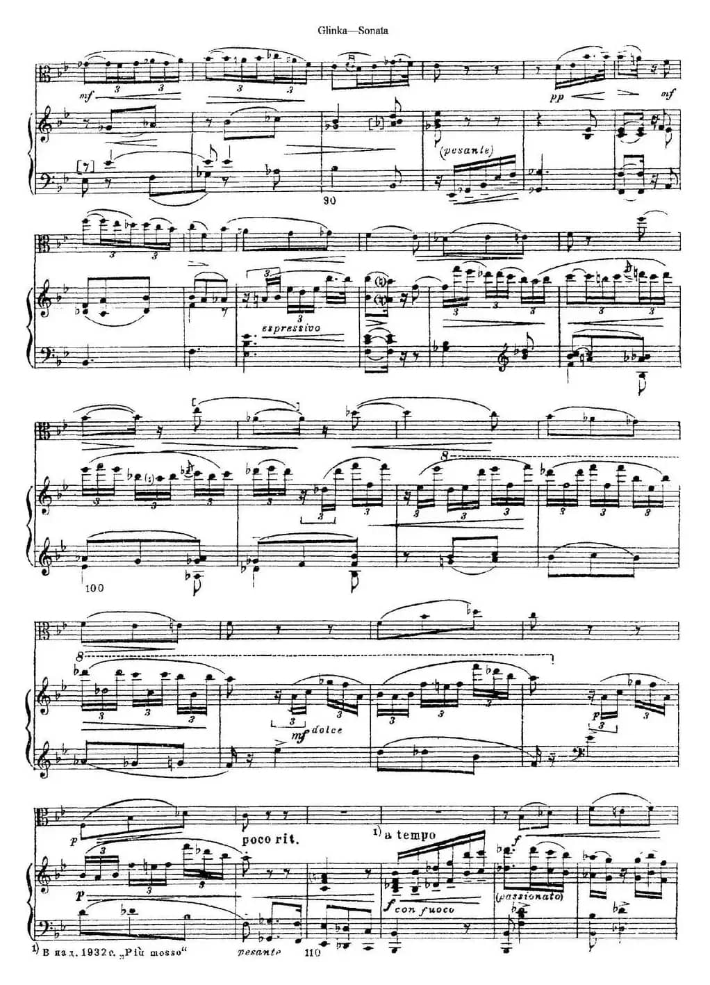 Gli<x>nka Sonata（小提琴+钢琴伴奏）