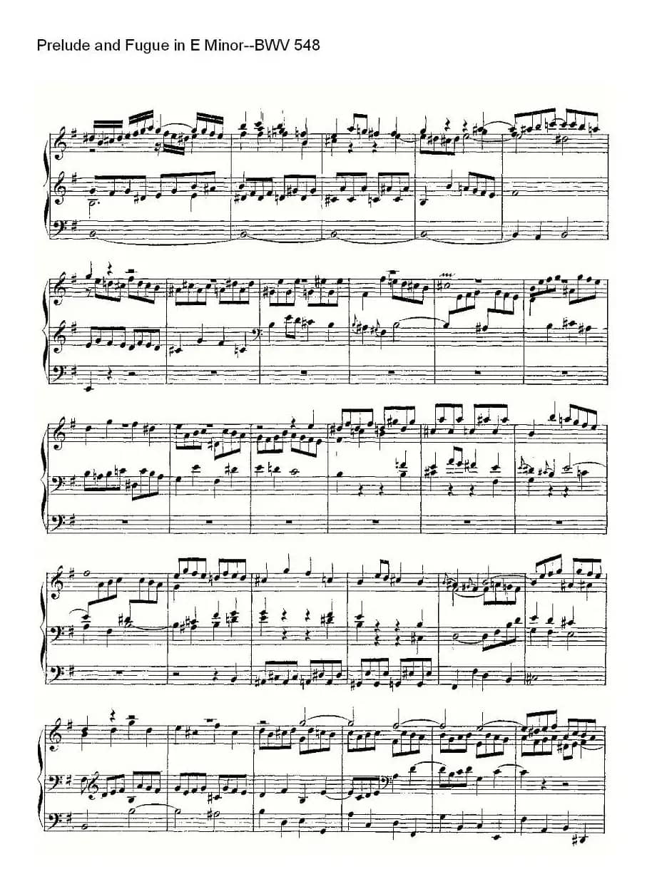 Prelude and Fugue in E Minor--BWV 548 (管风琴谱)