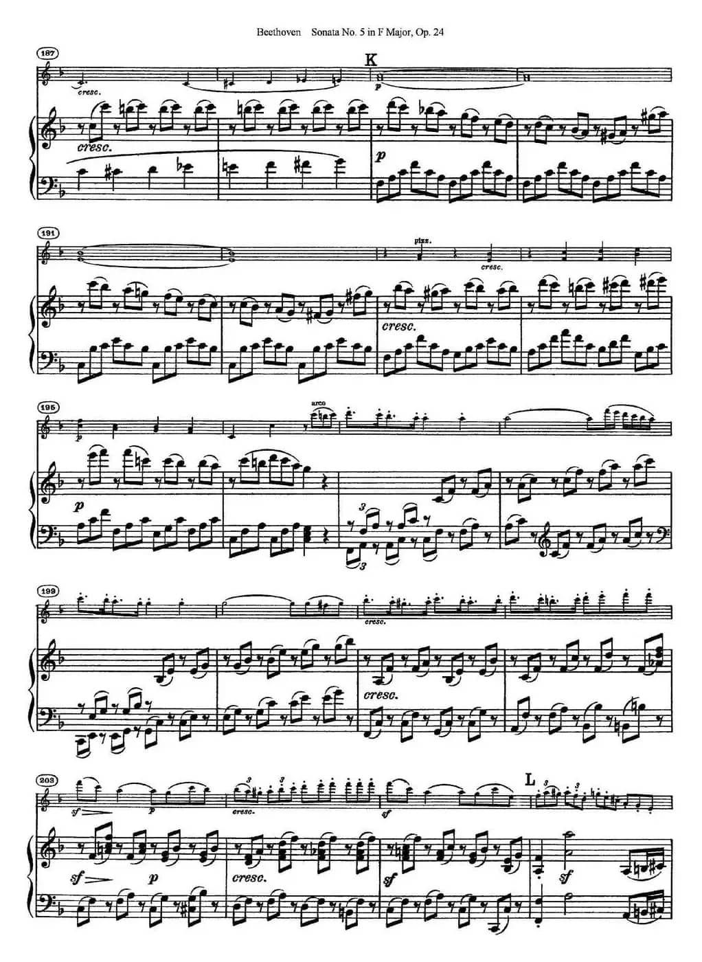 Violin Sonata No.5 in F Major Op.24（小提琴+钢琴伴奏）