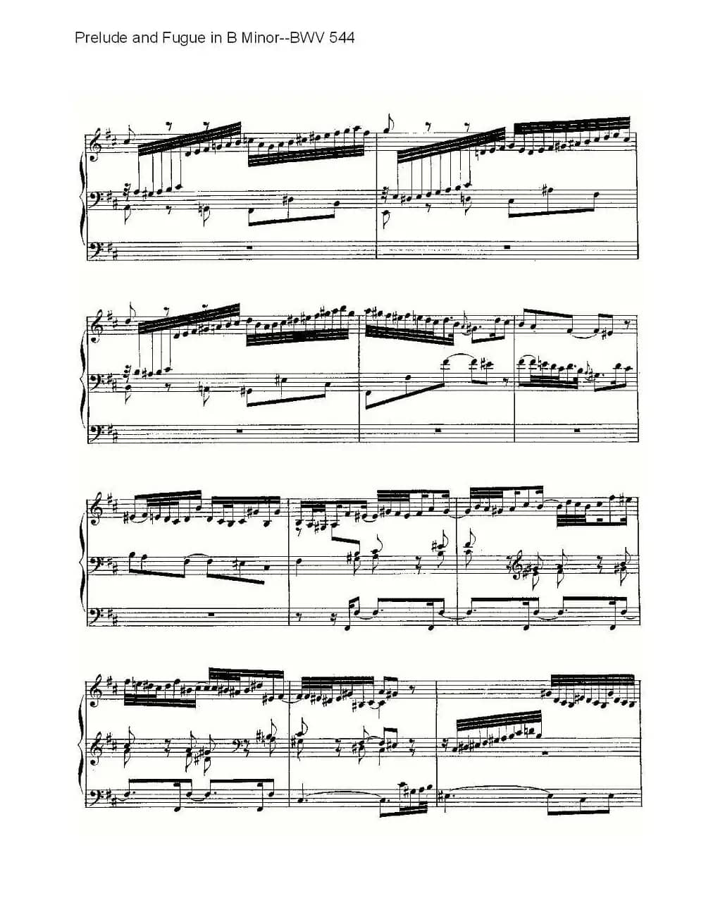 Prelude and Fugue in B Minor--BWV 544 （管风琴谱）