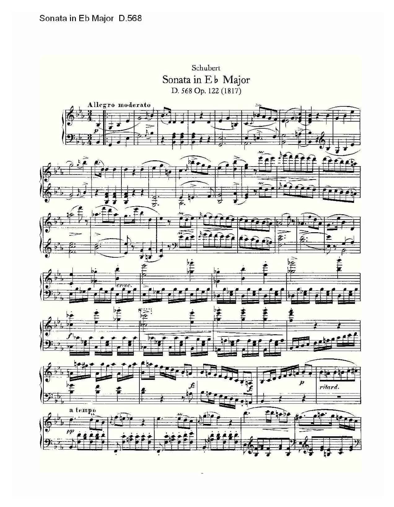 Sonata in Eb Major D.568（Eb大调奏鸣曲 D.568）