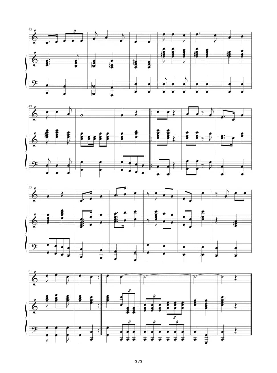 毕业歌（钢琴伴奏谱）