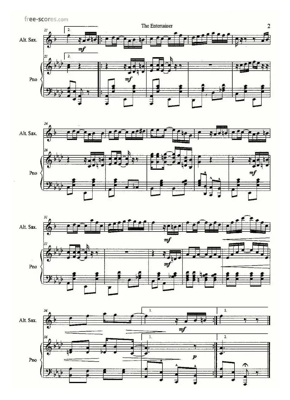 The Entertainer（中音萨克斯+钢琴伴奏）