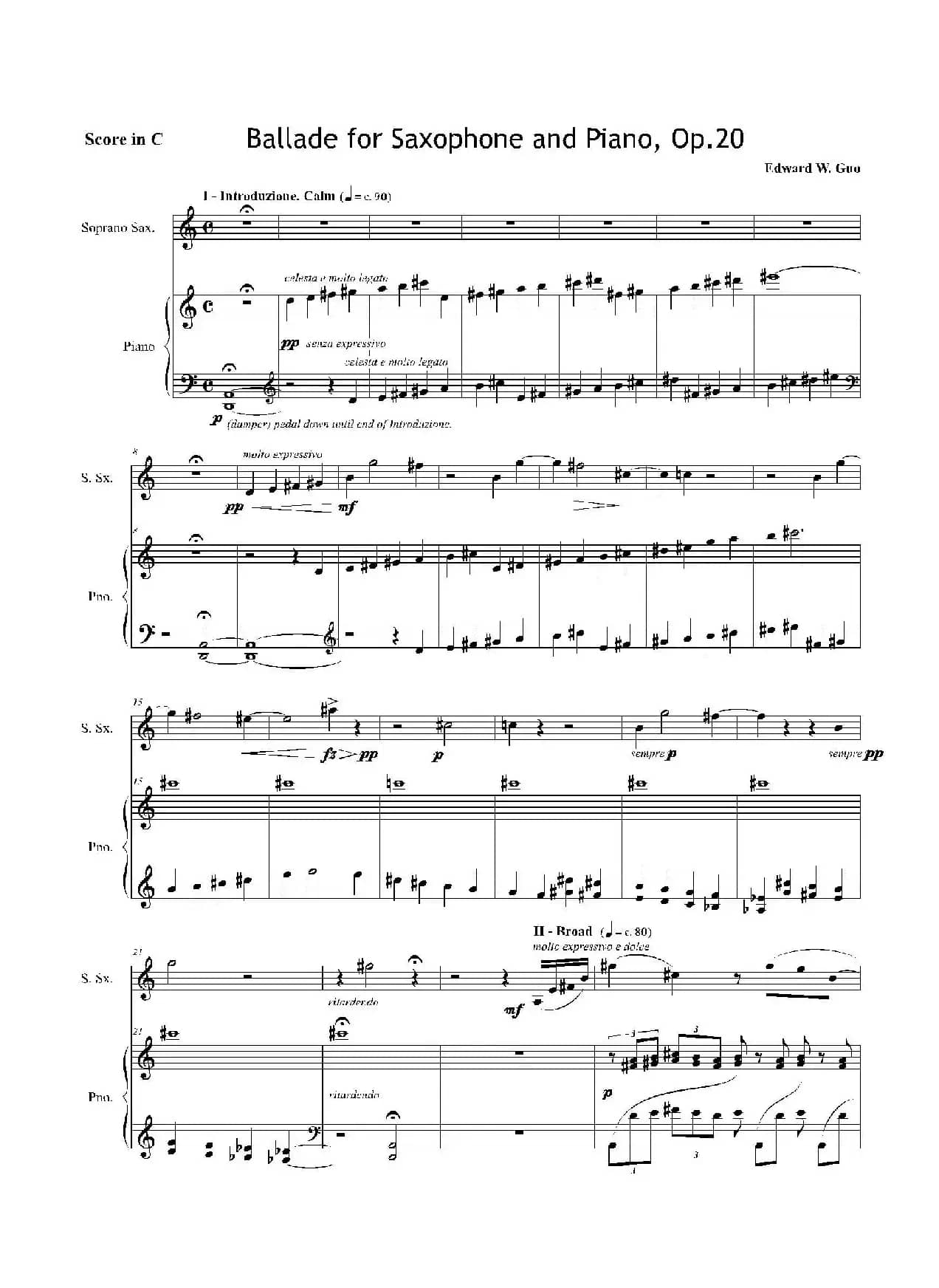 Ballade（叙事曲）Op.20（高音萨克斯+钢琴伴奏）