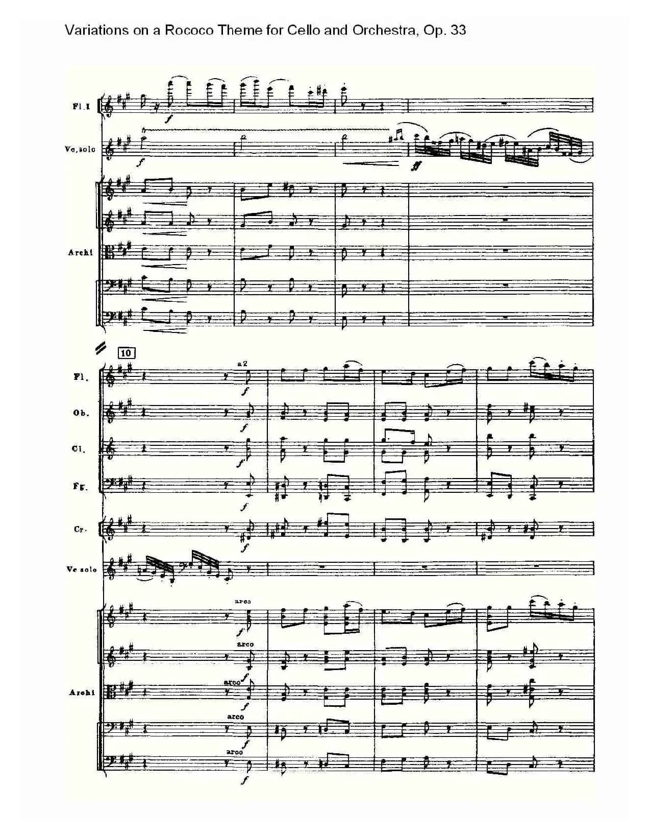 大提琴与管弦乐洛可可主题a小调变奏曲, Op.33（一）