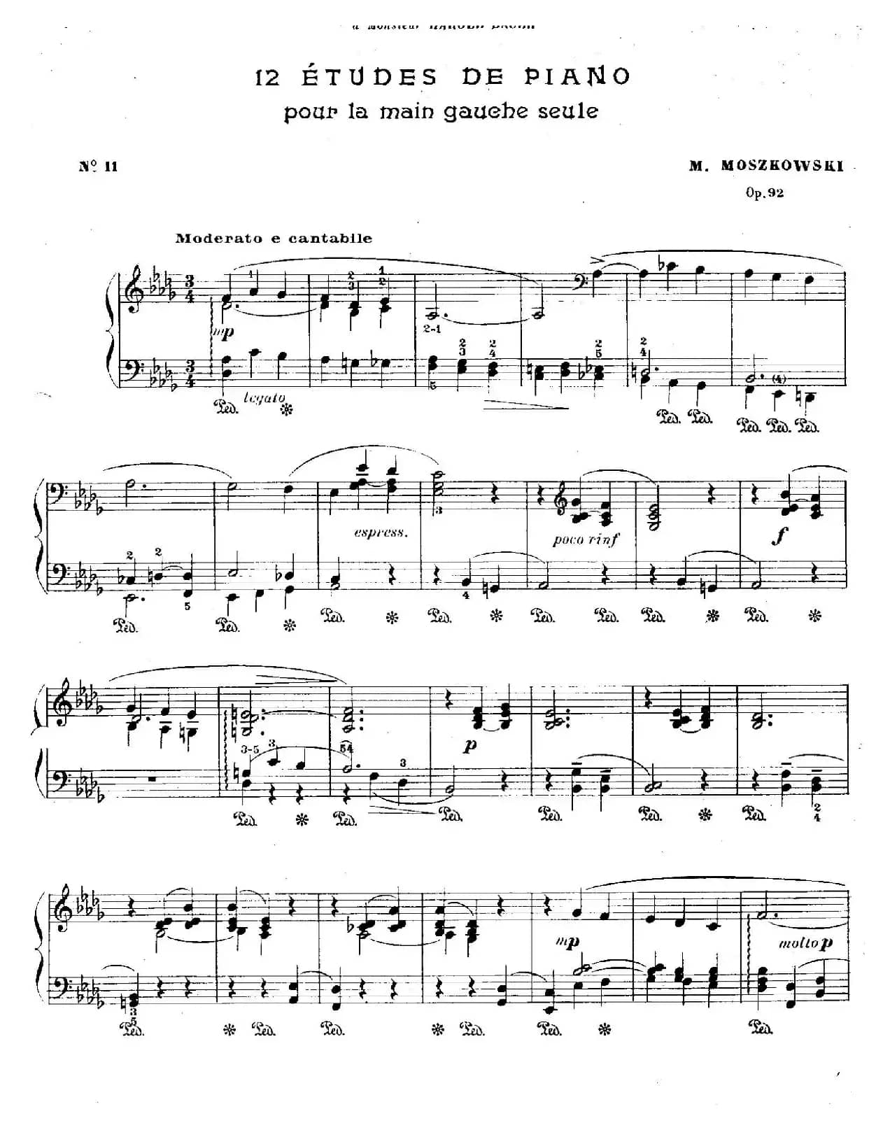 12 Etudes For The Left Hand Op.92 No.11(12首为左手而作的钢琴练习曲)