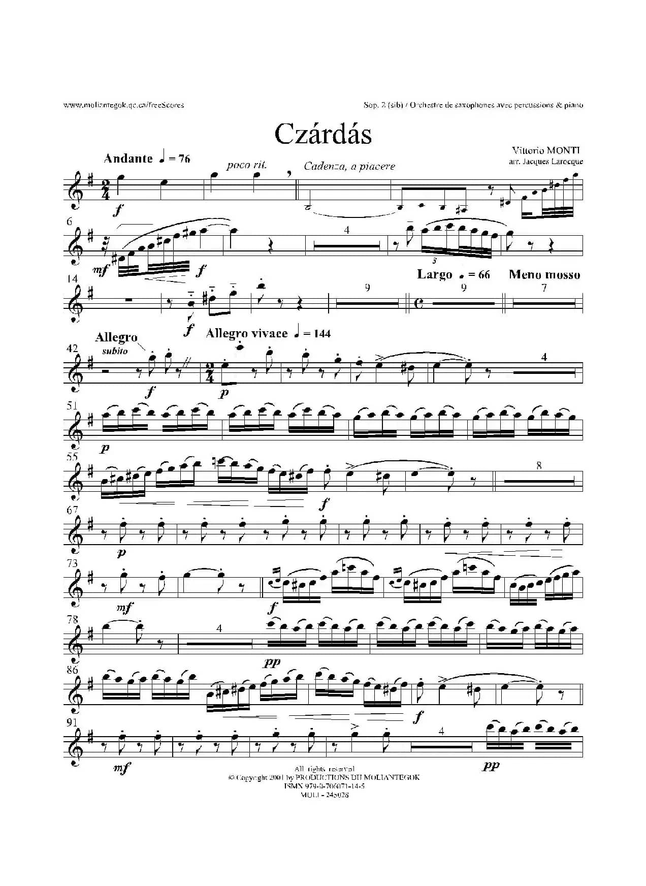 Czardas 查尔达斯（15重奏）（2支高音萨克斯）