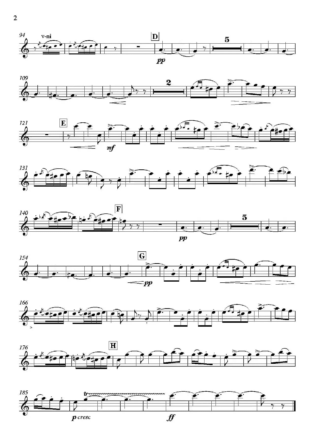 饮酒歌（管弦乐队2支单簧管分谱）