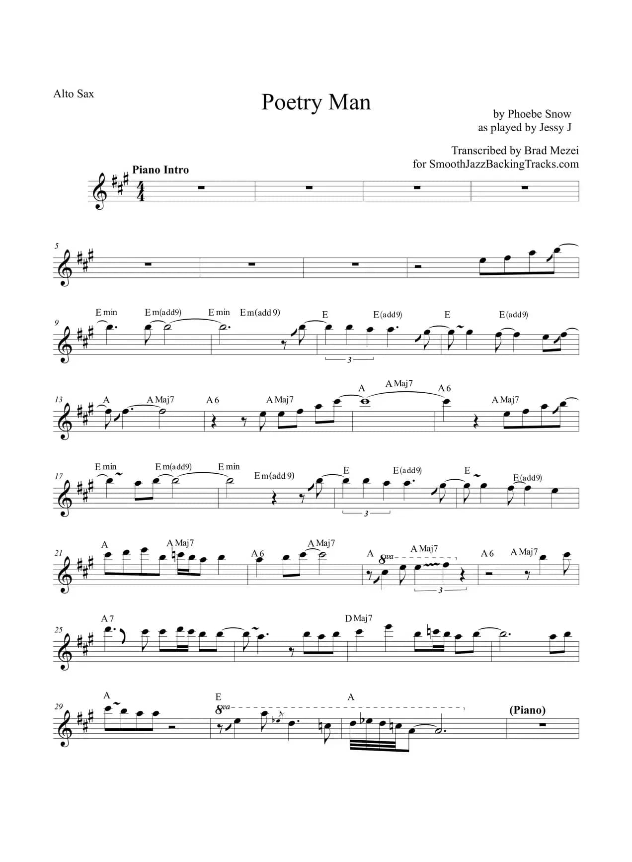 Poetry Man（中音萨克斯）