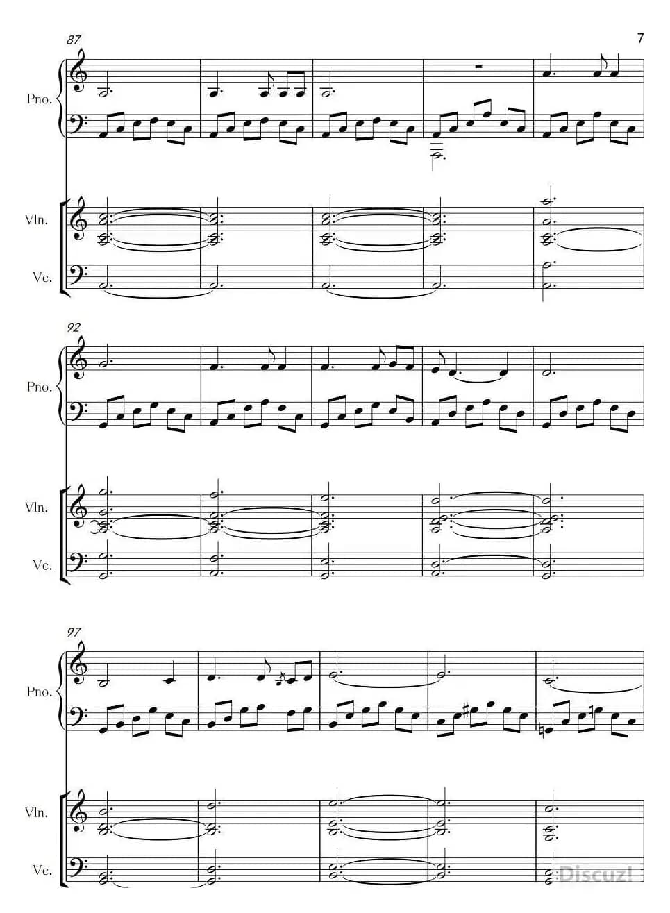 A小调浪漫曲（钢琴+小提琴+大提琴）