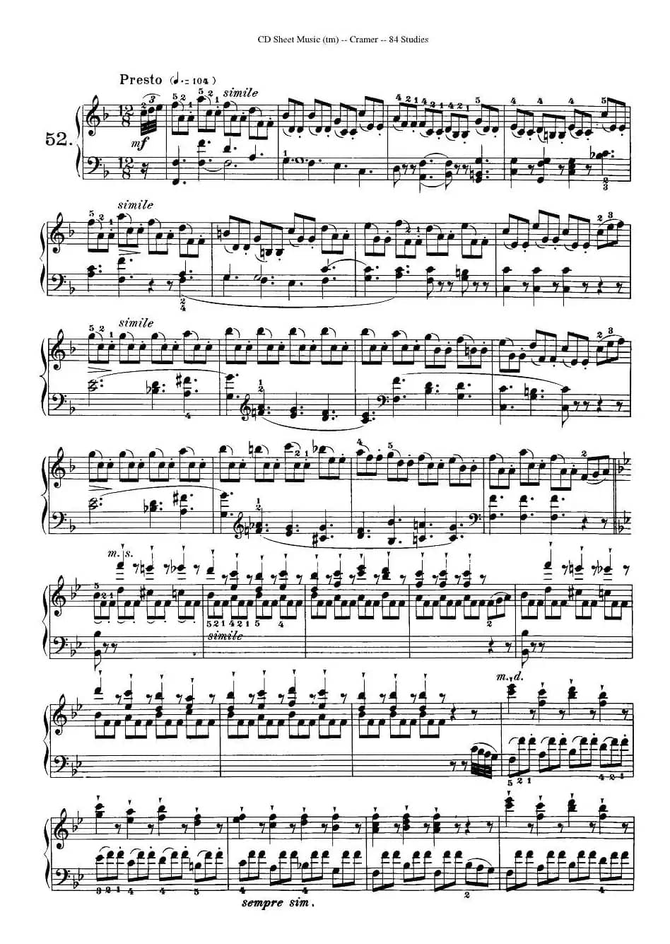 Cramer - 84 exercices（51—55）（克拉莫84首钢琴练习曲）