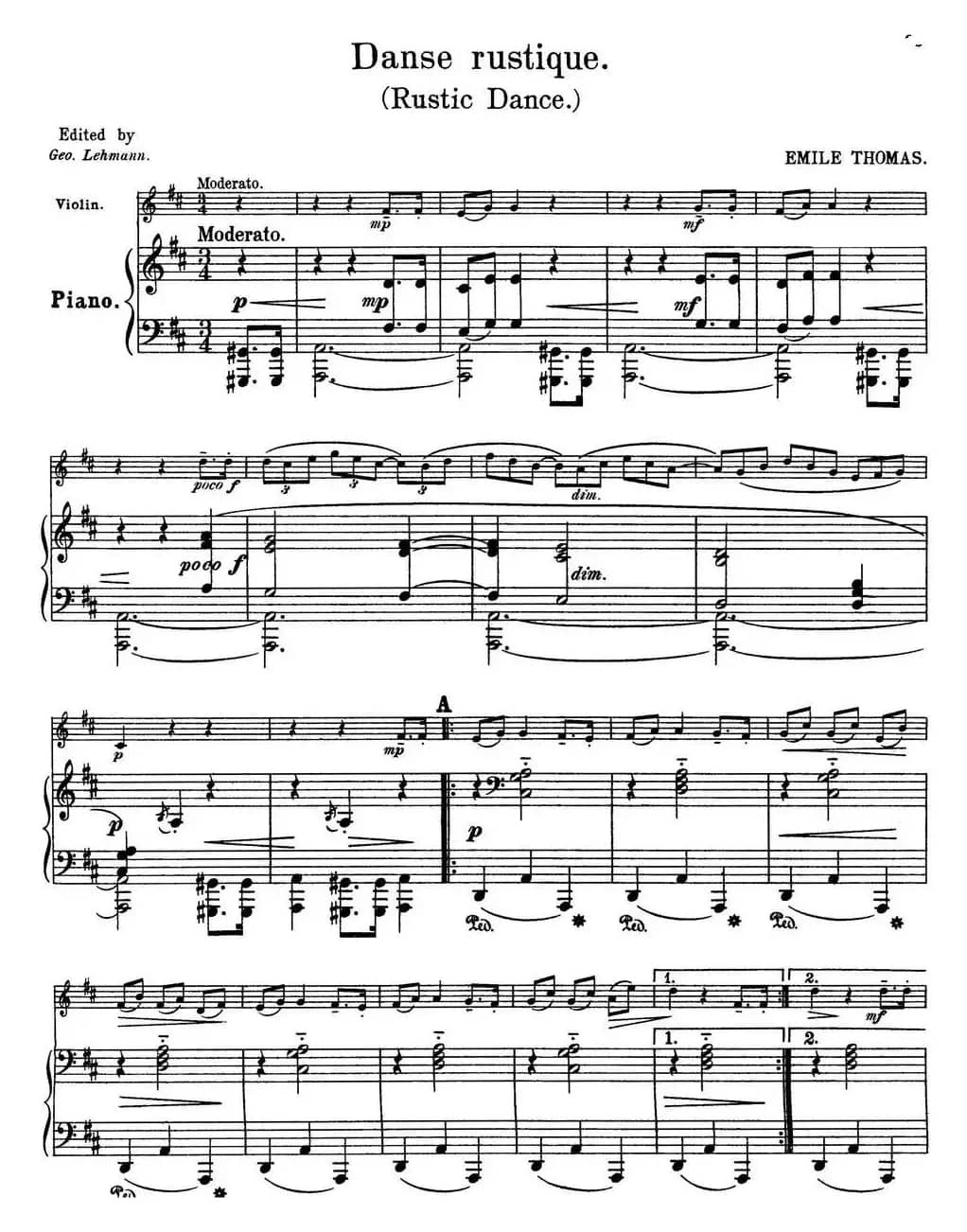 25首小提琴曲合集：Danse rustique.（Rustic Dance.）（小提琴+钢琴伴奏）