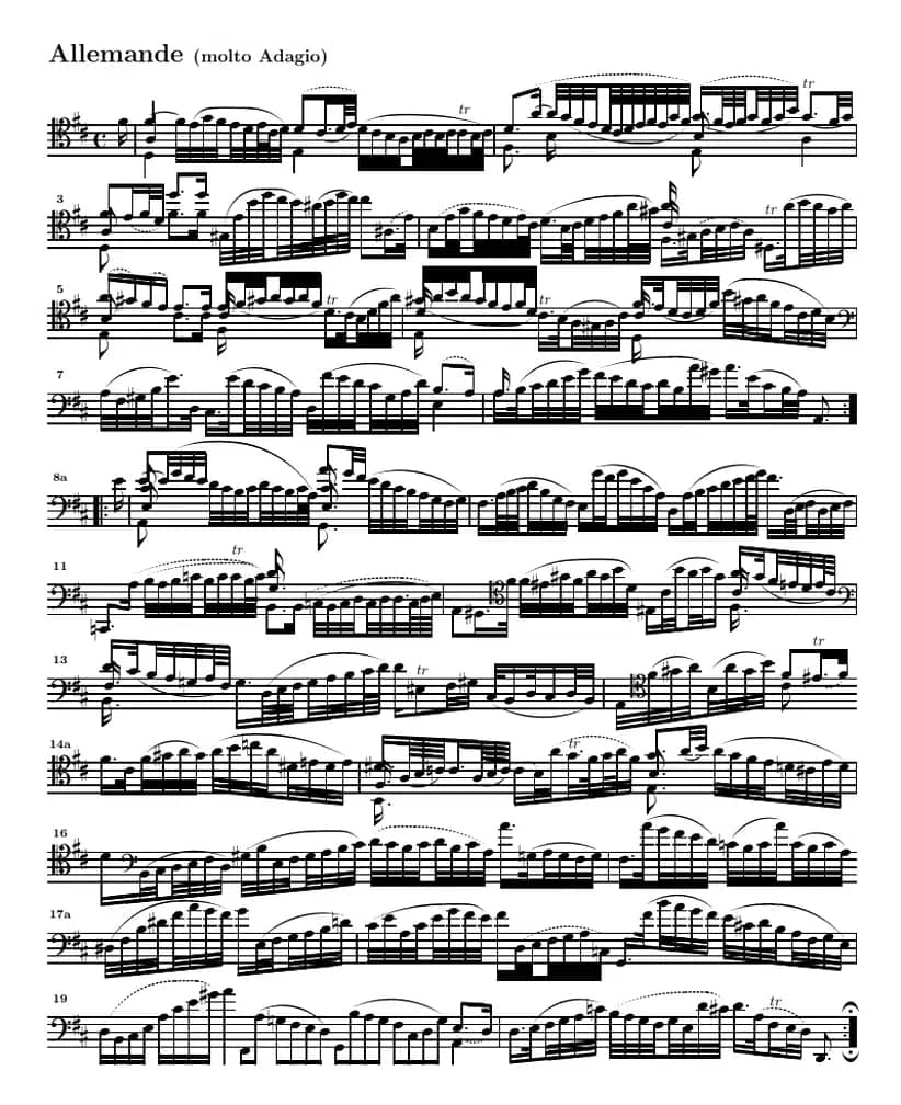 巴赫《大提琴无伴奏六首组曲》：Suite Ⅵ