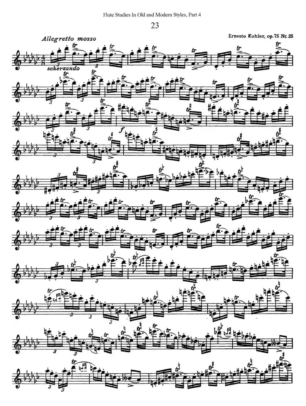 斯勒新老风格长笛练习重奏曲（第四部分）（NO.23）