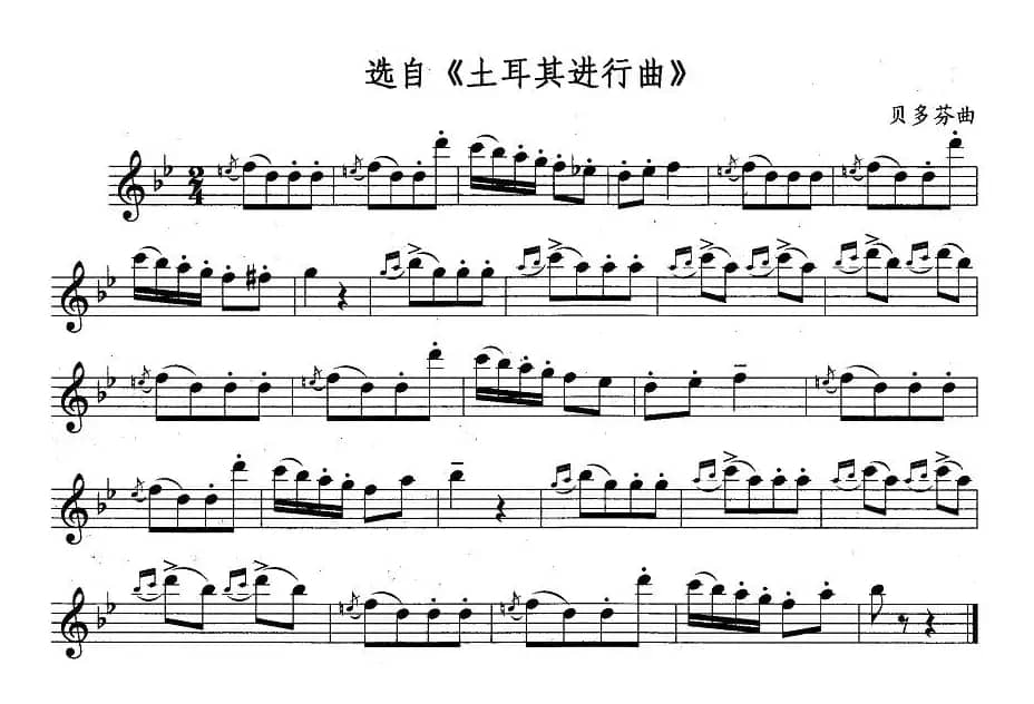 选自《土耳其进行曲》（贝多芬作曲版）