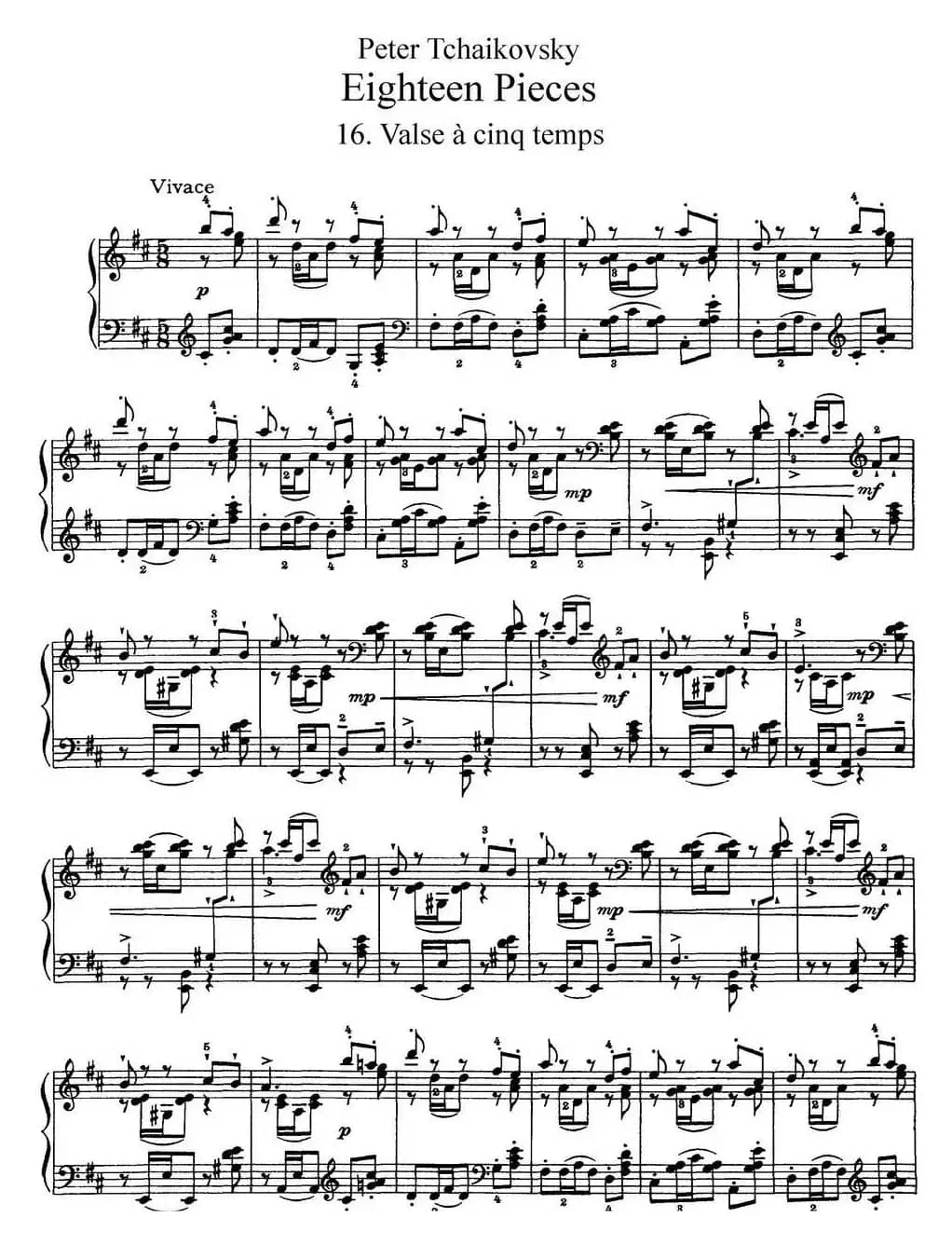 柴可夫斯基18首钢琴小品Op.72(16.Valse a cinq temps)