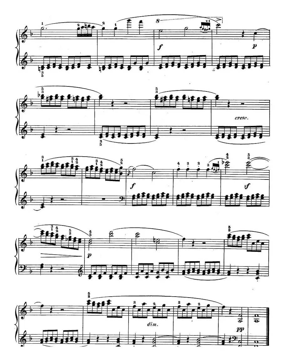 车尔尼《钢琴手指灵巧初步练习曲》之四