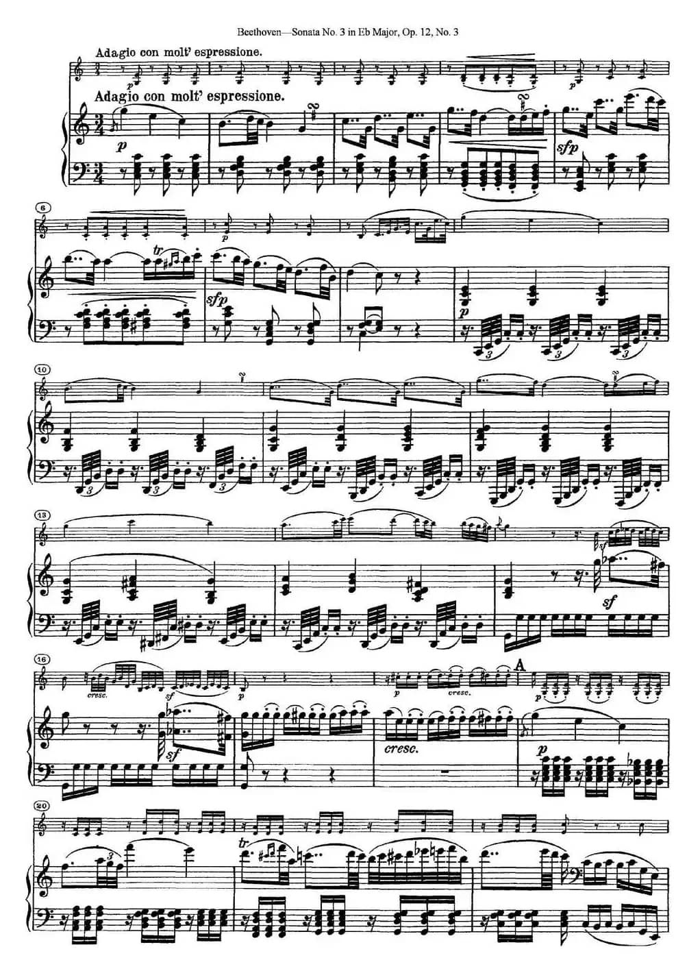 Violin Sonata No.3 in Eb Major Op.12 No.3（小提琴+钢琴伴奏）
