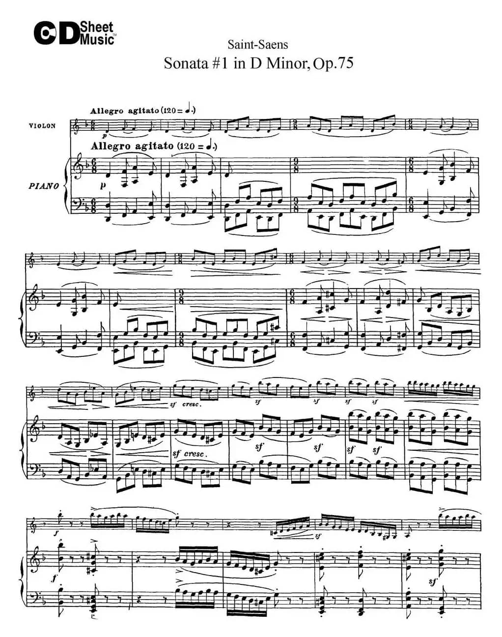 Violin Sonata No.1 in D Minor Op.75（小提琴+钢琴伴奏）