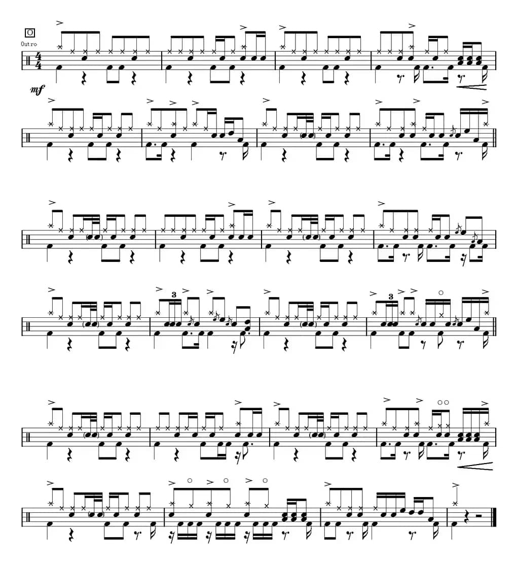 爵士鼓谱：木纹