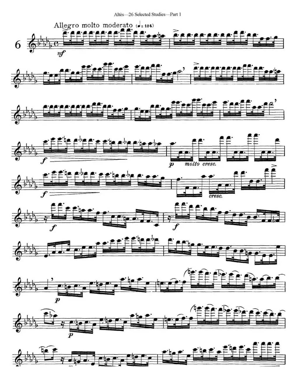 阿尔泰斯26首精选长笛练习曲（NO.6）