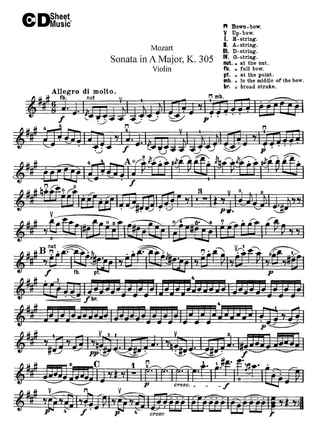 Violin Sonata in A Major K.305