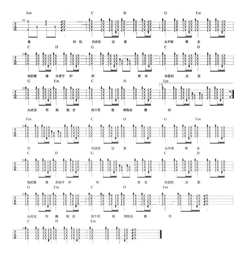 天使的翅膀（尤克里里弹唱谱）