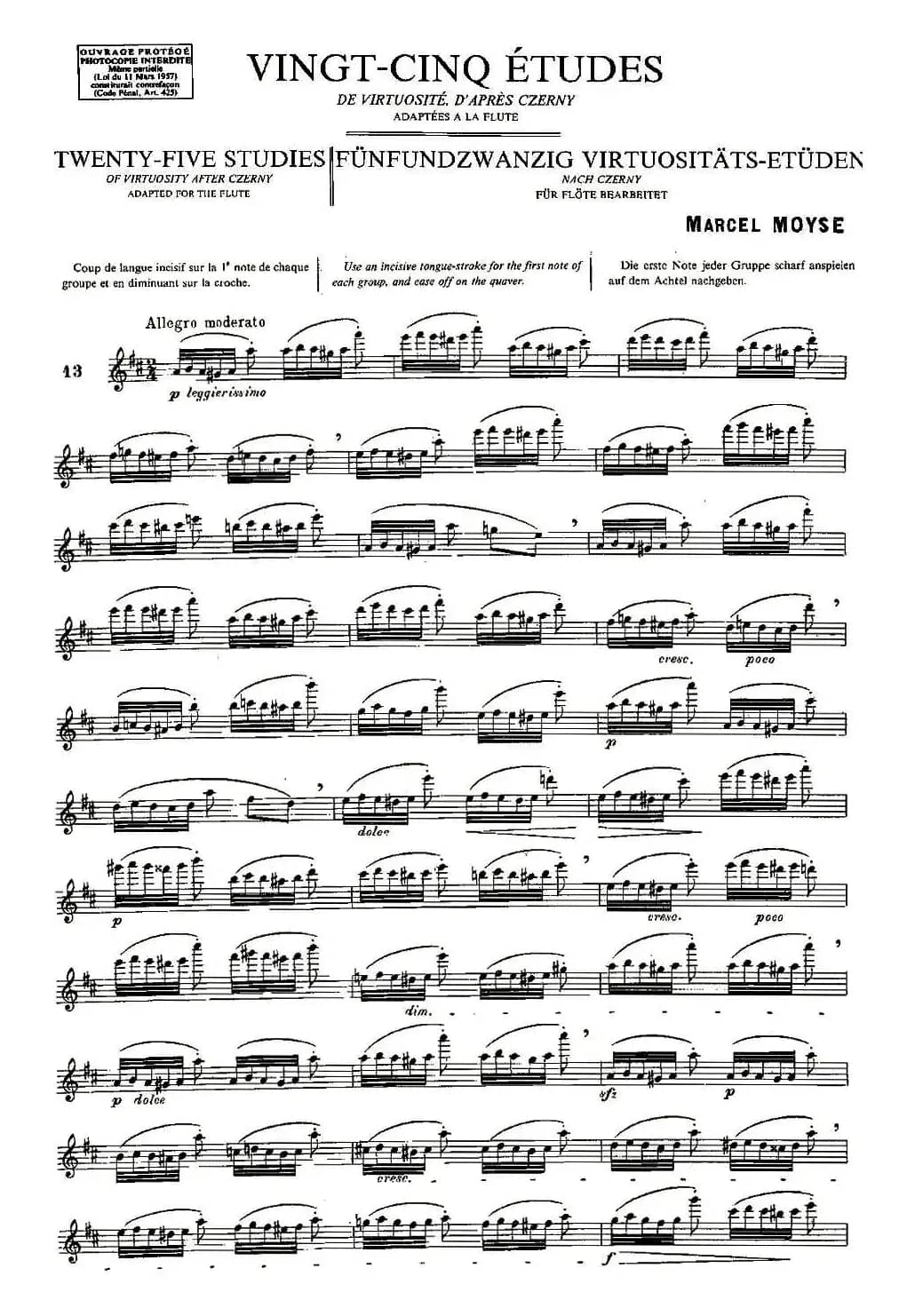 Moyse - 25 Studies after Czerny flute 之13（25首改编自车尔尼作品的练习曲）