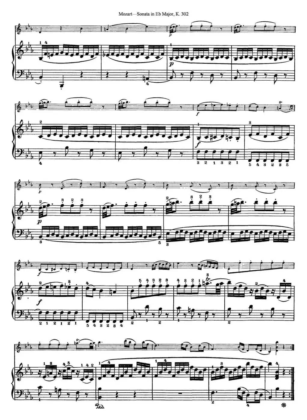 Violin Sonata in Eb Major K.302（小提琴+钢琴伴奏）