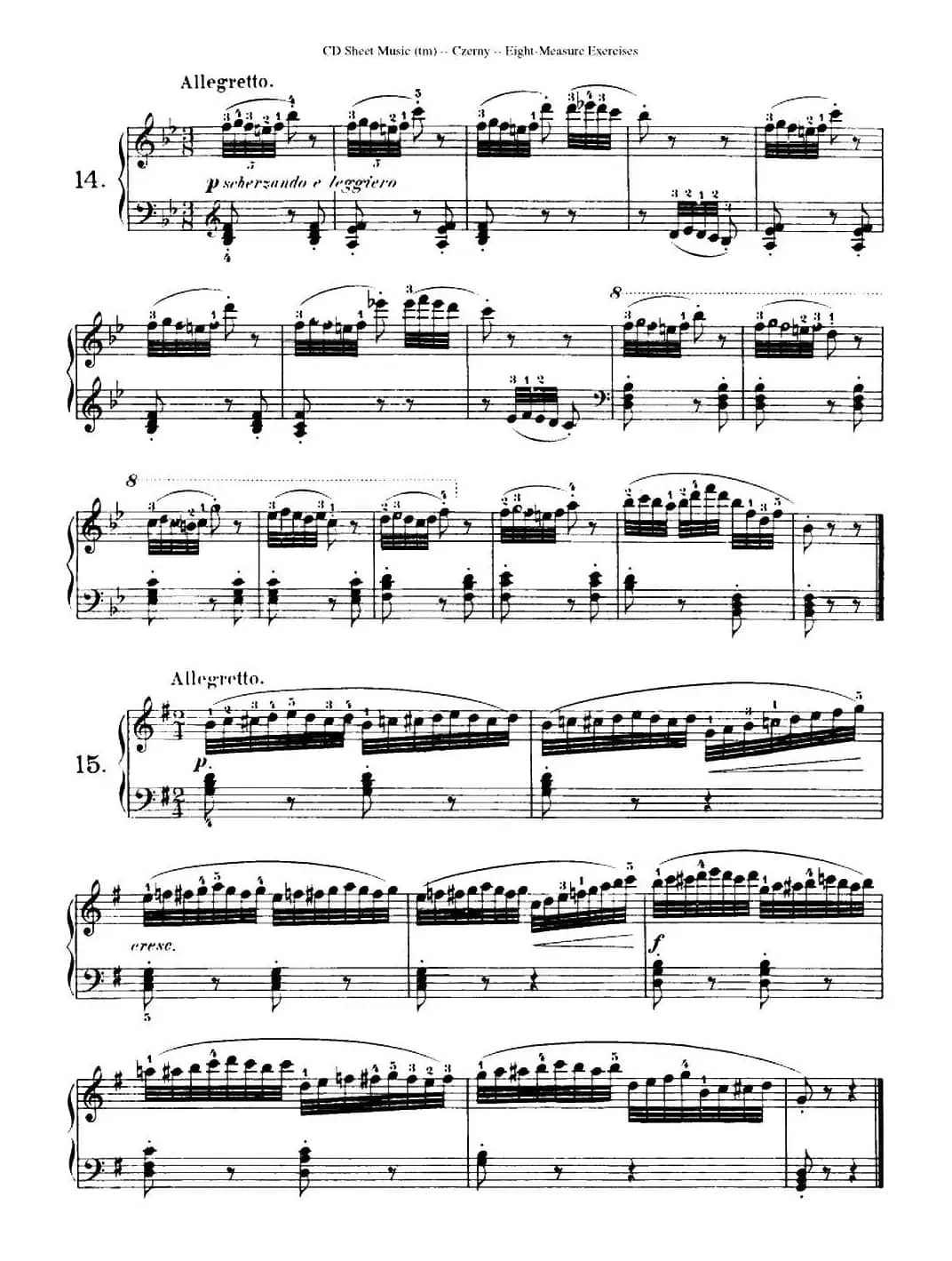 160 Eight- Measure Exercises.Op.821（车尔尼160首钢琴八小节练习曲（1——18））