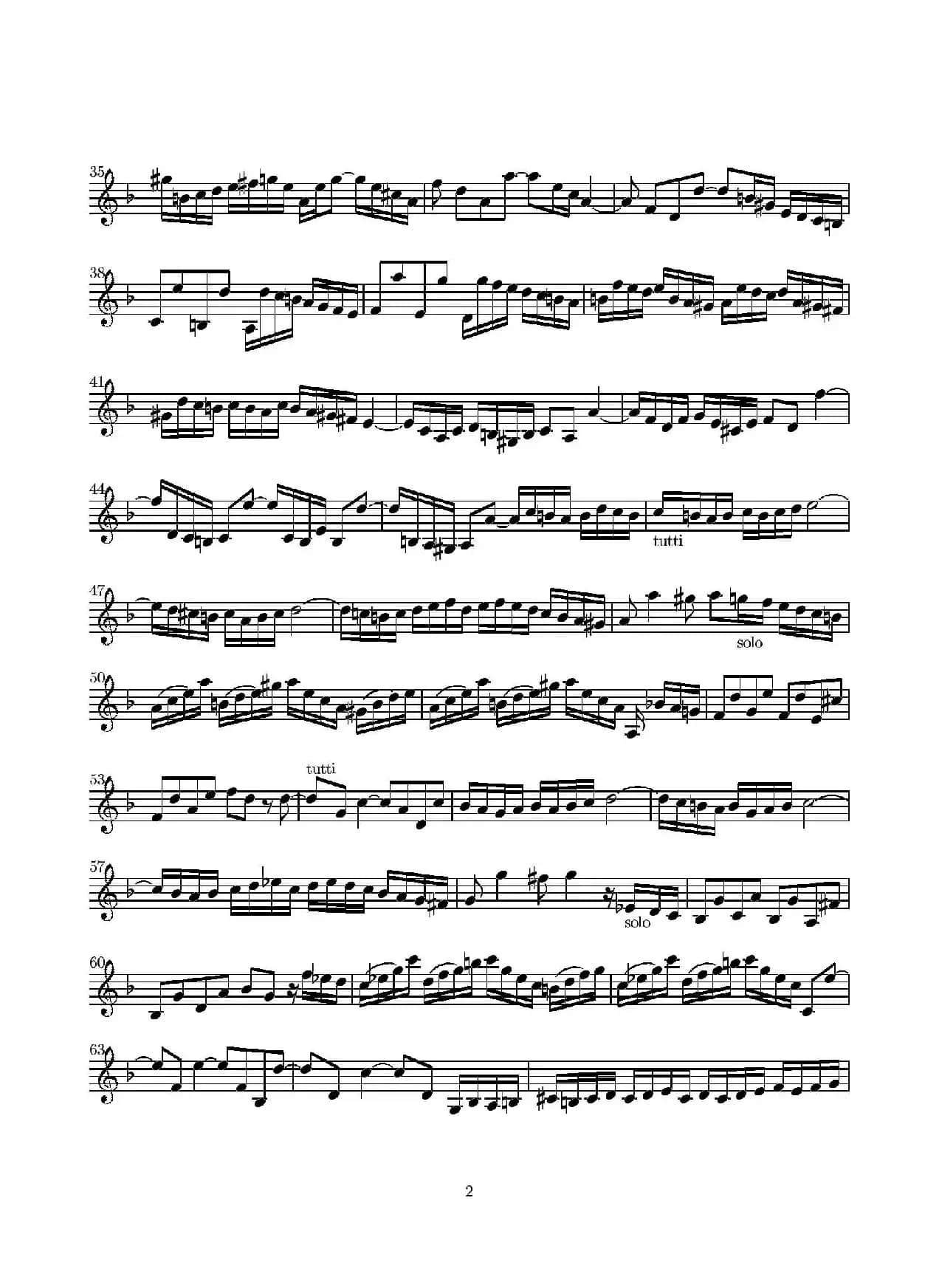 D小调无伴奏协奏曲（第二·独奏小提琴分谱）