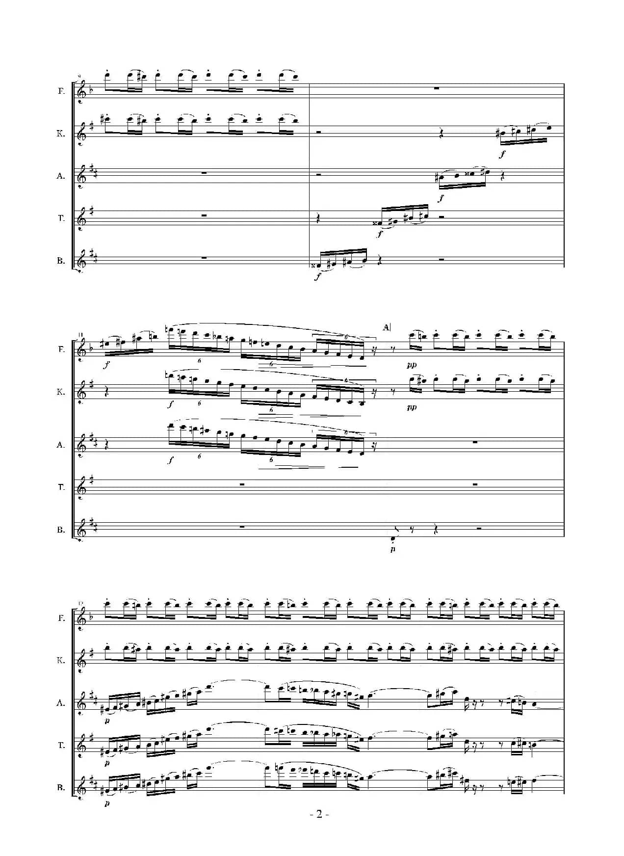 Landschaft mit Feldwege（木管五重奏、总谱）