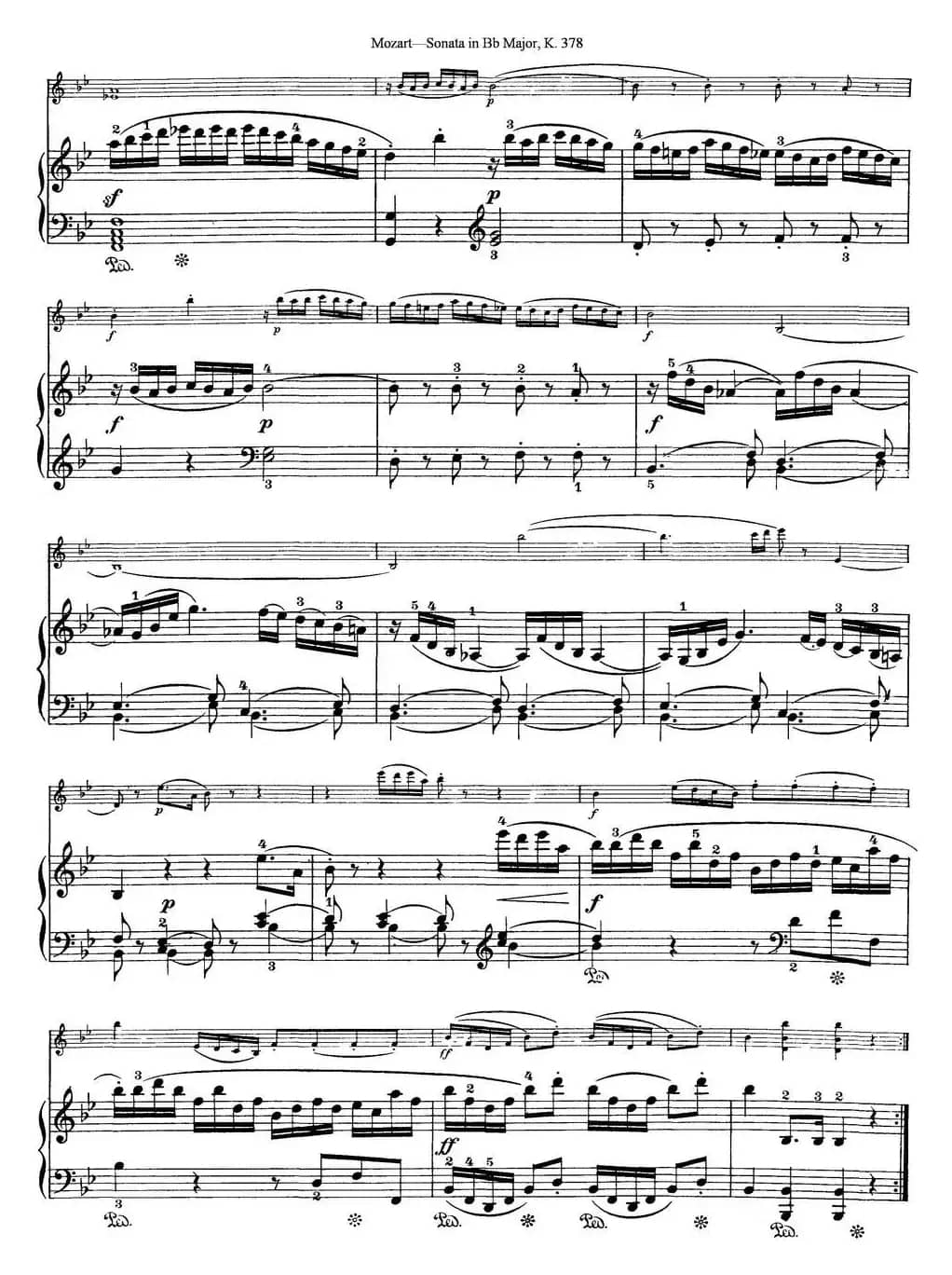 Violin Sonata in Bb Major K.378（小提琴+钢琴伴奏）