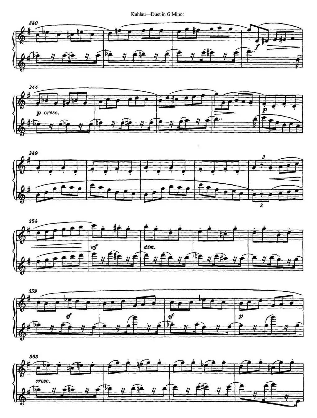 库劳g小调长笛二重奏练习曲（No.2）